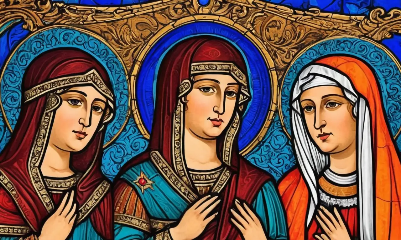 Una obra de arte misteriosa que fusiona colores cautivadores y simbolismo profundo, explorando la identidad y la fe con influencias renacentistas y un legado cultural duradero